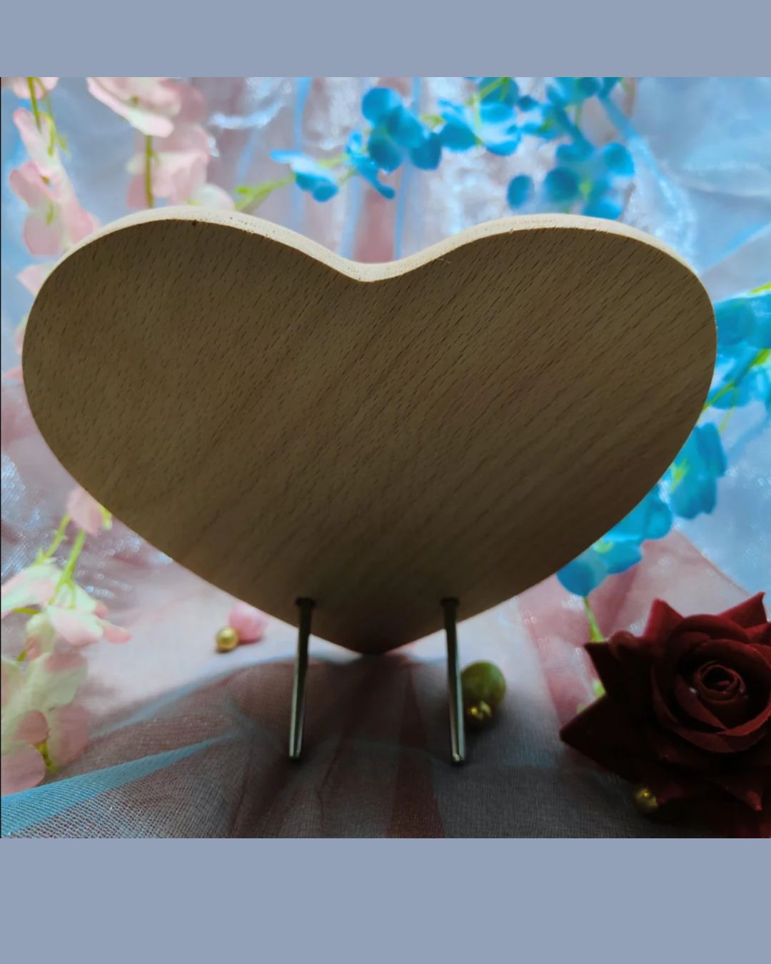 Single Heart Wooden Engraved Photo