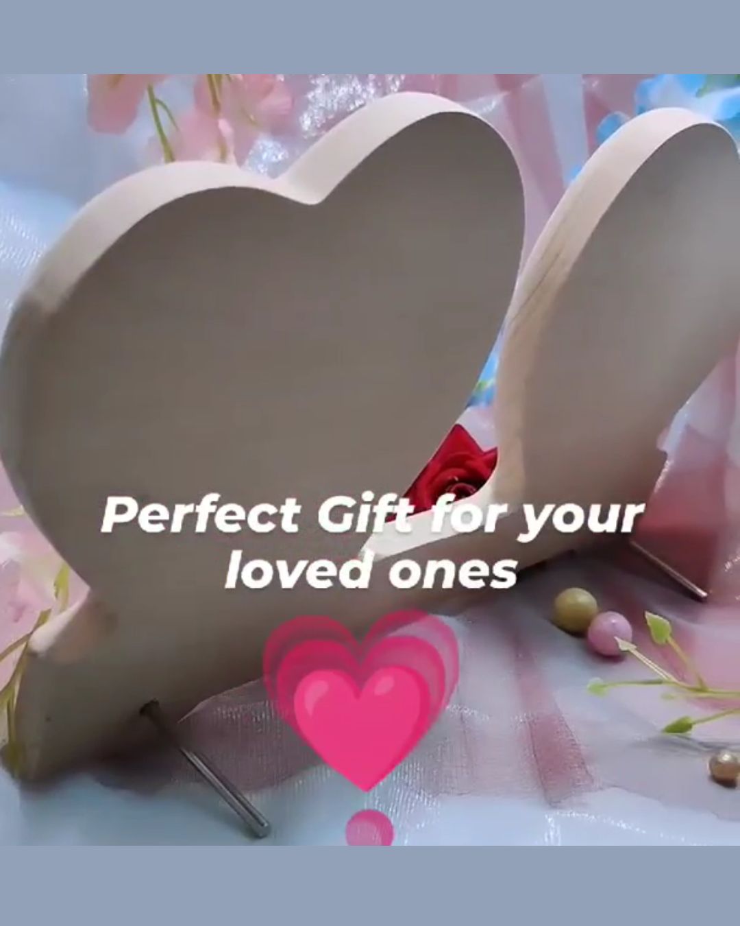 Double Heart Wooden Engraved Photo