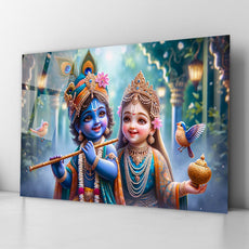 Radha Krishna Glass Wall Art, Tempered Glass Hindu Wall Decor, Wall Hangings, Engagement Gifts, Living Room Art, Wedding Gifts, Glass Print 5