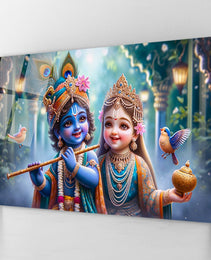 Radha Krishna Glass Wall Art, Tempered Glass Hindu Wall Decor, Wall Hangings, Engagement Gifts, Living Room Art, Wedding Gifts, Glass Print 5