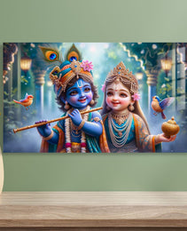 Radha Krishna Glass Wall Art, Tempered Glass Hindu Wall Decor, Wall Hangings, Engagement Gifts, Living Room Art, Wedding Gifts, Glass Print 5
