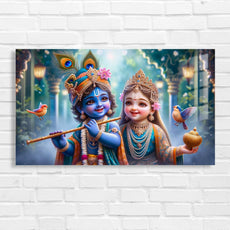 Radha Krishna Glass Wall Art, Tempered Glass Hindu Wall Decor, Wall Hangings, Engagement Gifts, Living Room Art, Wedding Gifts, Glass Print 5