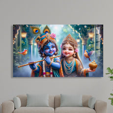 Radha Krishna Glass Wall Art, Tempered Glass Hindu Wall Decor, Wall Hangings, Engagement Gifts, Living Room Art, Wedding Gifts, Glass Print 5
