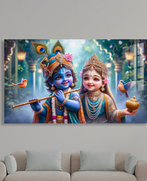 Radha Krishna Glass Wall Art, Tempered Glass Hindu Wall Decor, Wall Hangings, Engagement Gifts, Living Room Art, Wedding Gifts, Glass Print 5