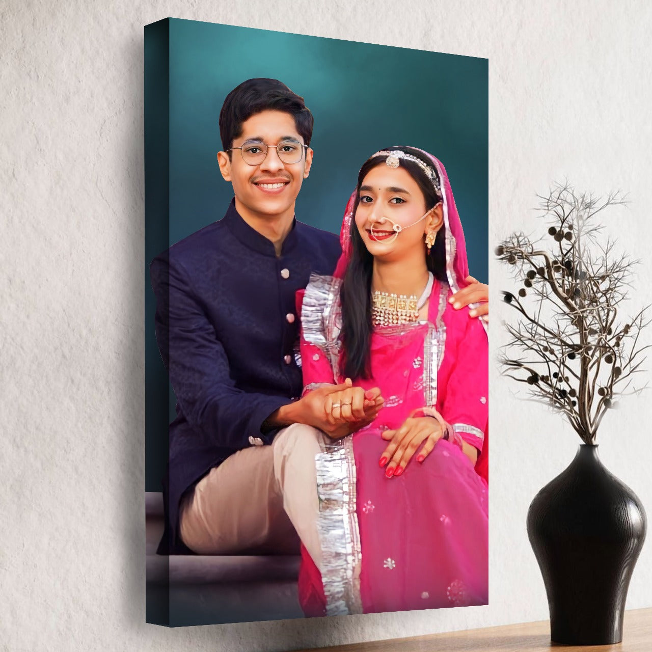 Couple Canvas Oil Painting | Anniversary Photo Gift | Premium Canvas Photo Frame | Digital Oil Painting for Couple