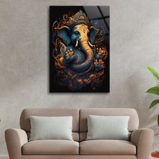 Ganesh Ji Acrylic Glass Wall Art | Ganesh Wall Art | Panoramic Wall Decor | Abstract Wall Decor | Housewarming Gifts | Home Decor | Gifts For Her