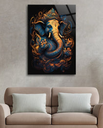 Ganesh Ji Acrylic Glass Wall Art | Ganesh Wall Art | Panoramic Wall Decor | Abstract Wall Decor | Housewarming Gifts | Home Decor | Gifts For Her