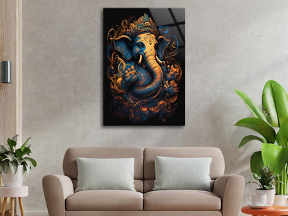 Ganesh Ji Acrylic Glass Wall Art | Ganesh Wall Art | Panoramic Wall Decor | Abstract Wall Decor | Housewarming Gifts | Home Decor | Gifts For Her