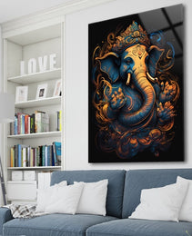 Ganesh Ji Acrylic Glass Wall Art | Ganesh Wall Art | Panoramic Wall Decor | Abstract Wall Decor | Housewarming Gifts | Home Decor | Gifts For Her