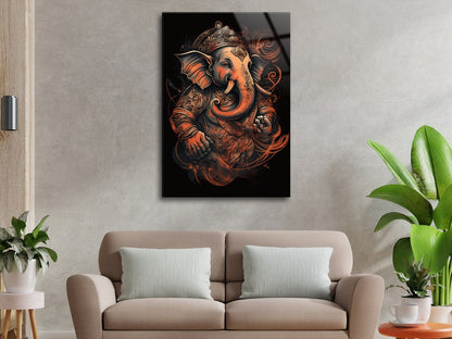 Ganesh Ji Acrylic Glass Wall Art | Ganesh Wall Art | Panoramic Wall Decor | Abstract Wall Decor | Housewarming Gifts | Home Decor | Gifts For Her- 3