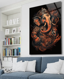 Ganesh Ji Acrylic Glass Wall Art | Ganesh Wall Art | Panoramic Wall Decor | Abstract Wall Decor | Housewarming Gifts | Home Decor | Gifts For Her- 3