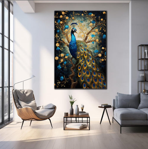 Peacock Wall Decor-Tempered Glass Wall Art-Peacock Wall Art-Glass Printing-Large Wall Art-Wall Hangings-Glass Wall Decor-Animal Wall Decor