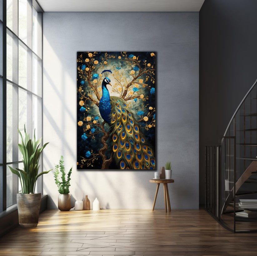 Peacock Wall Decor-Tempered Glass Wall Art-Peacock Wall Art-Glass Printing-Large Wall Art-Wall Hangings-Glass Wall Decor-Animal Wall Decor