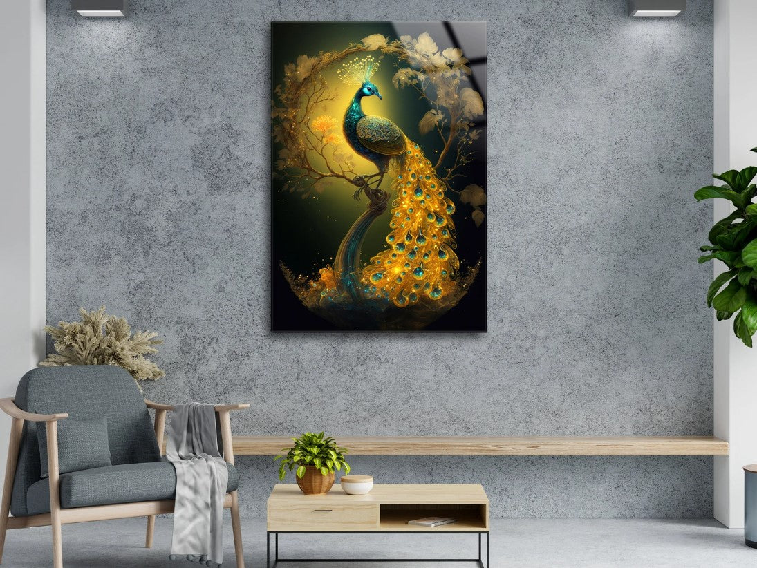 Peacock Wall Decor-Tempered Glass Wall Art-Peacock Wall Art-Glass Printing-Large Wall Art-Wall Hangings-Glass Wall Decor-Animal Wall Decor 3