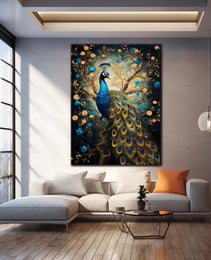 Peacock Wall Decor-Tempered Glass Wall Art-Peacock Wall Art-Glass Printing-Large Wall Art-Wall Hangings-Glass Wall Decor-Animal Wall Decor