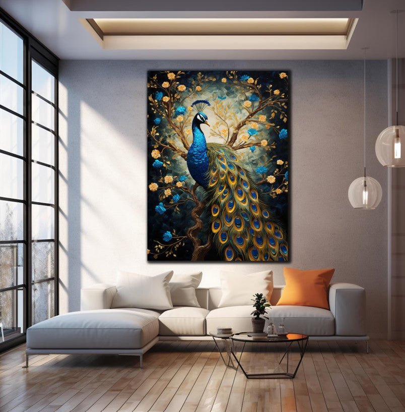 Peacock Wall Decor-Tempered Glass Wall Art-Peacock Wall Art-Glass Printing-Large Wall Art-Wall Hangings-Glass Wall Decor-Animal Wall Decor