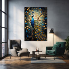 Peacock Wall Decor-Tempered Glass Wall Art-Peacock Wall Art-Glass Printing-Large Wall Art-Wall Hangings-Glass Wall Decor-Animal Wall Decor