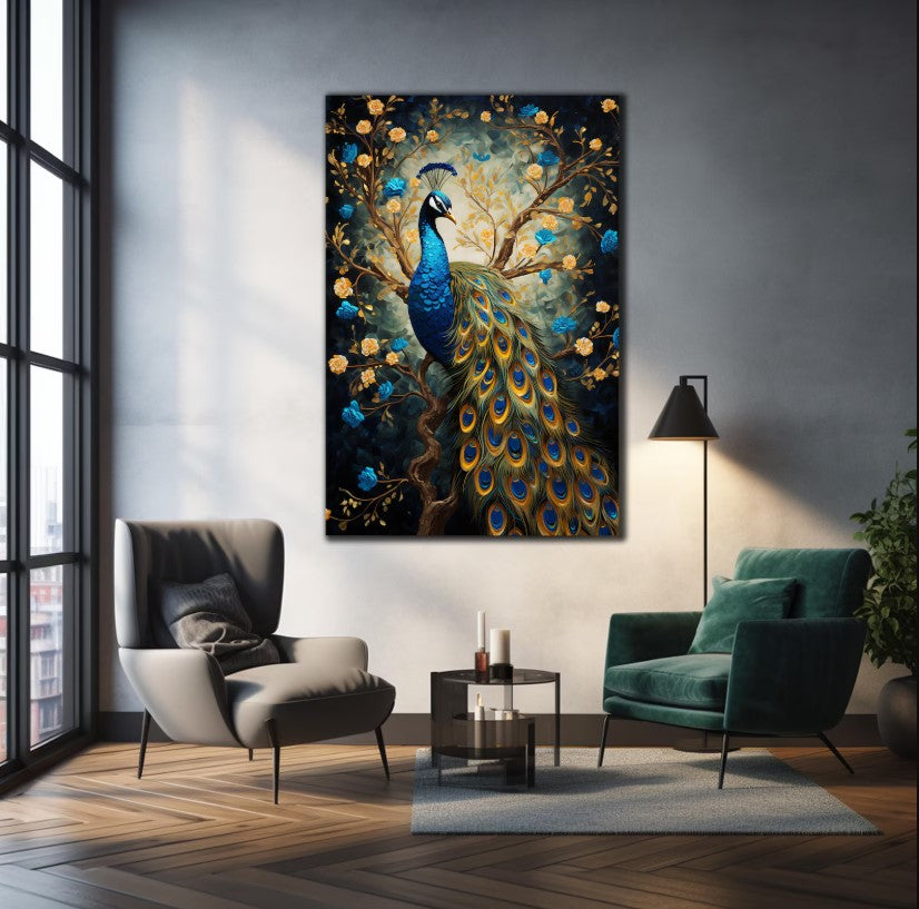 Peacock Wall Decor-Tempered Glass Wall Art-Peacock Wall Art-Glass Printing-Large Wall Art-Wall Hangings-Glass Wall Decor-Animal Wall Decor