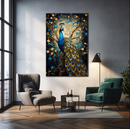 Peacock Wall Decor-Tempered Glass Wall Art-Peacock Wall Art-Glass Printing-Large Wall Art-Wall Hangings-Glass Wall Decor-Animal Wall Decor