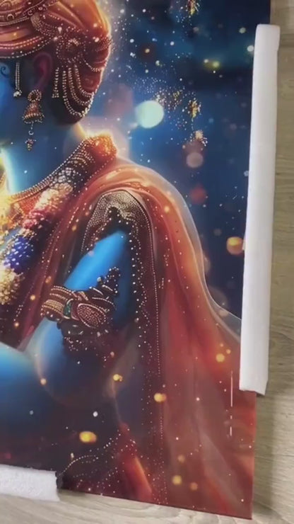 Radha Krishna Glass Wall Art, Tempered Glass Hindu Wall Decor, Wall Hangings, Engagement Gifts, Living Room Art, Wedding Gifts, Glass Print 3