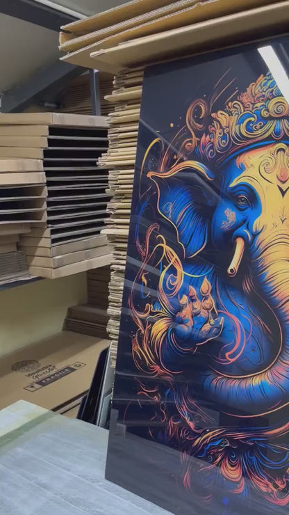 Ganesh Ji Acrylic Glass Wall Art | Ganesh Wall Art | Panoramic Wall Decor | Abstract Wall Decor | Housewarming Gifts | Home Decor | Gifts For Her 4