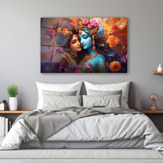 Radha Krishna Glass Wall Art, Tempered Glass Hindu Wall Decor, Wall Hangings, Engagement Gifts, Living Room Art, Wedding Gifts, Glass Print 2
