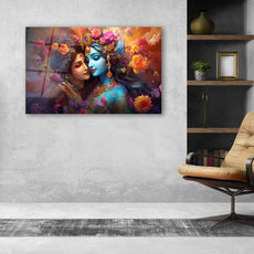 Radha Krishna Glass Wall Art, Tempered Glass Hindu Wall Decor, Wall Hangings, Engagement Gifts, Living Room Art, Wedding Gifts, Glass Print 2