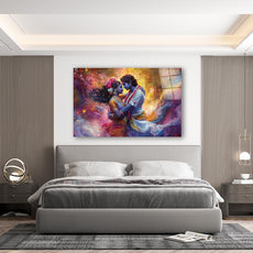 Radha Krishna Glass Wall Art, Tempered Glass Hindu Wall Decor, Wall Hangings, Engagement Gifts, Living Room Art, Wedding Gifts, Glass Print 3