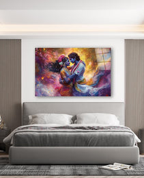 Radha Krishna Glass Wall Art, Tempered Glass Hindu Wall Decor, Wall Hangings, Engagement Gifts, Living Room Art, Wedding Gifts, Glass Print 3