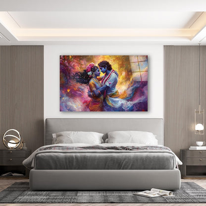 Radha Krishna Glass Wall Art, Tempered Glass Hindu Wall Decor, Wall Hangings, Engagement Gifts, Living Room Art, Wedding Gifts, Glass Print 3