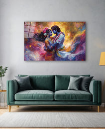 Radha Krishna Glass Wall Art, Tempered Glass Hindu Wall Decor, Wall Hangings, Engagement Gifts, Living Room Art, Wedding Gifts, Glass Print 3