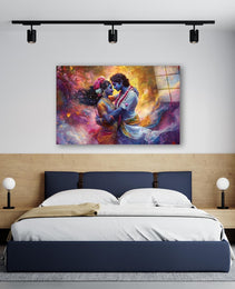 Radha Krishna Glass Wall Art, Tempered Glass Hindu Wall Decor, Wall Hangings, Engagement Gifts, Living Room Art, Wedding Gifts, Glass Print 3