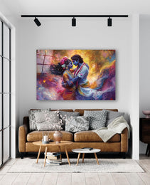 Radha Krishna Glass Wall Art, Tempered Glass Hindu Wall Decor, Wall Hangings, Engagement Gifts, Living Room Art, Wedding Gifts, Glass Print 3