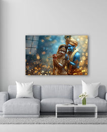 Radha Krishna Glass Wall Art, Tempered Glass Hindu Wall Decor, Wall Hangings, Engagement Gifts, Living Room Art, Wedding Gifts, Glass Print