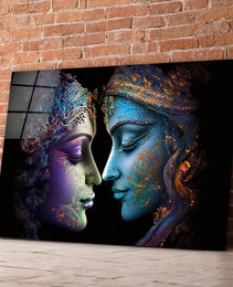 Radha Krishna Glass Wall Art, Tempered Glass Hindu Wall Decor, Wall Hangings, Engagement Gifts, Living Room Art, Wedding Gifts, Glass Print 4