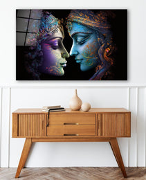 Radha Krishna Glass Wall Art, Tempered Glass Hindu Wall Decor, Wall Hangings, Engagement Gifts, Living Room Art, Wedding Gifts, Glass Print 4