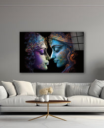 Radha Krishna Glass Wall Art, Tempered Glass Hindu Wall Decor, Wall Hangings, Engagement Gifts, Living Room Art, Wedding Gifts, Glass Print 4