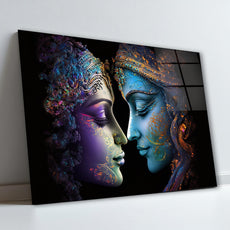 Radha Krishna Glass Wall Art, Tempered Glass Hindu Wall Decor, Wall Hangings, Engagement Gifts, Living Room Art, Wedding Gifts, Glass Print 4
