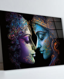Radha Krishna Glass Wall Art, Tempered Glass Hindu Wall Decor, Wall Hangings, Engagement Gifts, Living Room Art, Wedding Gifts, Glass Print 4