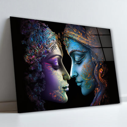 Radha Krishna Glass Wall Art, Tempered Glass Hindu Wall Decor, Wall Hangings, Engagement Gifts, Living Room Art, Wedding Gifts, Glass Print 4