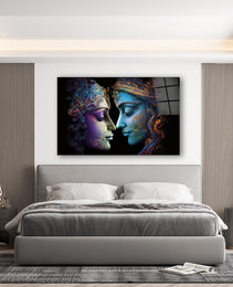 Radha Krishna Glass Wall Art, Tempered Glass Hindu Wall Decor, Wall Hangings, Engagement Gifts, Living Room Art, Wedding Gifts, Glass Print 4