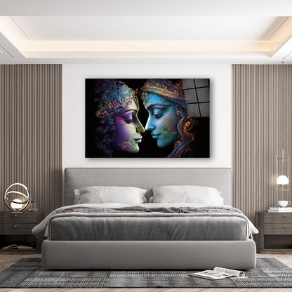 Radha Krishna Glass Wall Art, Tempered Glass Hindu Wall Decor, Wall Hangings, Engagement Gifts, Living Room Art, Wedding Gifts, Glass Print 4