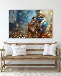 Radha Krishna Glass Wall Art, Tempered Glass Hindu Wall Decor, Wall Hangings, Engagement Gifts, Living Room Art, Wedding Gifts, Glass Print