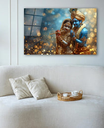 Radha Krishna Glass Wall Art, Tempered Glass Hindu Wall Decor, Wall Hangings, Engagement Gifts, Living Room Art, Wedding Gifts, Glass Print