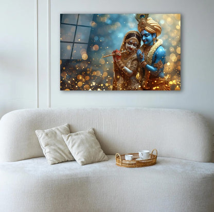 Radha Krishna Glass Wall Art, Tempered Glass Hindu Wall Decor, Wall Hangings, Engagement Gifts, Living Room Art, Wedding Gifts, Glass Print