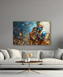 Radha Krishna Glass Wall Art, Tempered Glass Hindu Wall Decor, Wall Hangings, Engagement Gifts, Living Room Art, Wedding Gifts, Glass Print